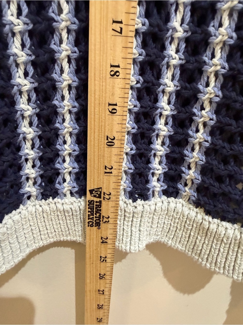 Free People Beach Dayton pullover sweater blue white striped crotchet size XS - Picture 9 of 11